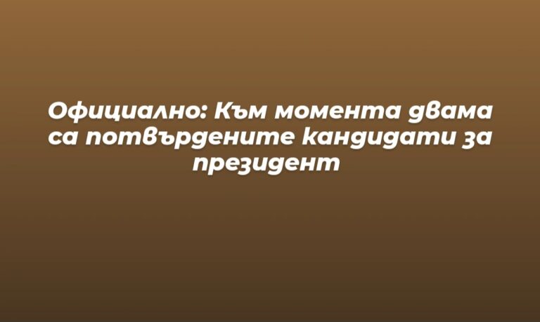 Официално: Към момента двама са потвърдените кандидати за президент